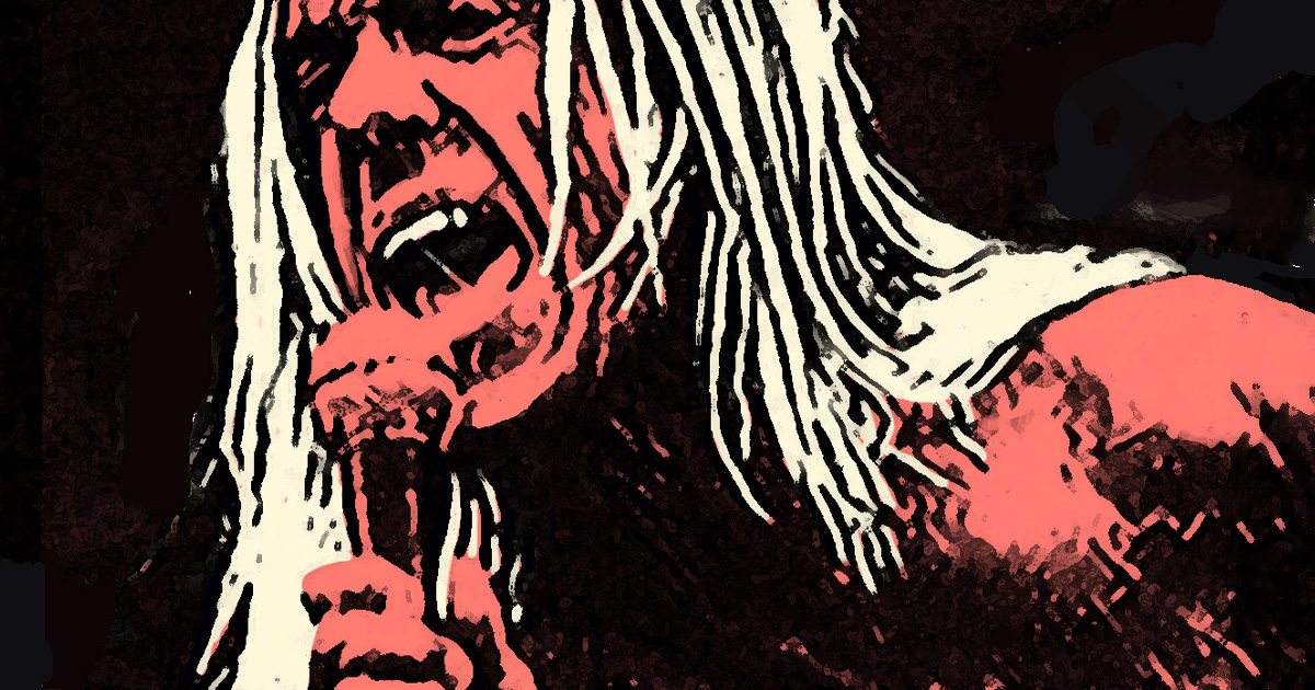Digitaal portret van Iggy Pop tijdens live optreden, bewerking door Frieke van Thiel