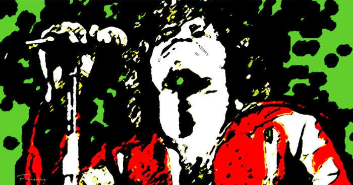 Digitaal portret van optreden van James Brown, bewerking door Frieke van Thiel
