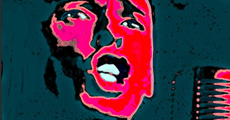 Popart portret van Jacques Brel door Frieke van Thiel