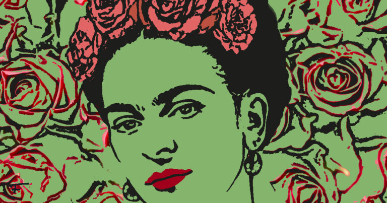 Popart portret van Frida Kahlo gemaakt door Frieke van Thiel