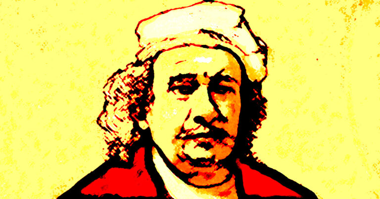 popart portret van Rembrandt van Rijn gemaakt door Frieke van Thiel